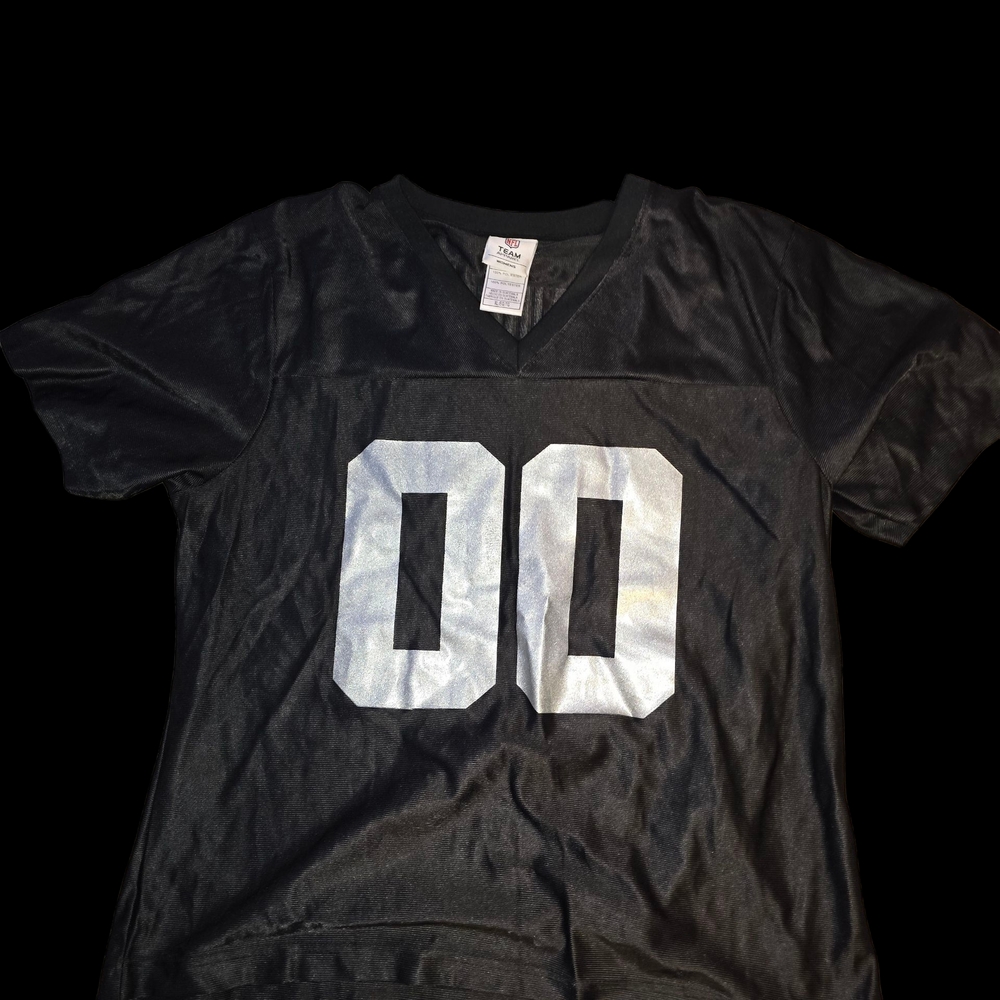 Black V-Neck T-Shirt with White Numbers